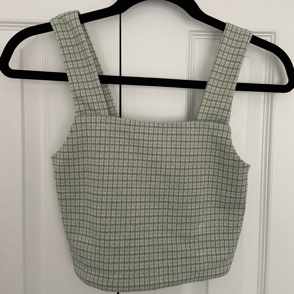 Light Green Plaid Tank Top
